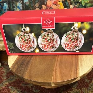 Lenox Holiday Glass Ornaments - Red and Green